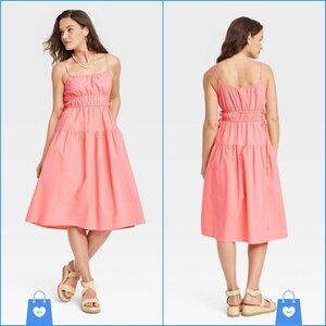 Small - Womens Cinched Waist Midi Sundress - Universal Thread - Coral Pink